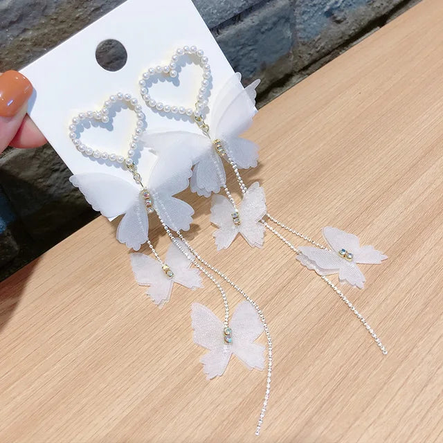 Bohemian Tassel Earrings with Long Butterfly Design