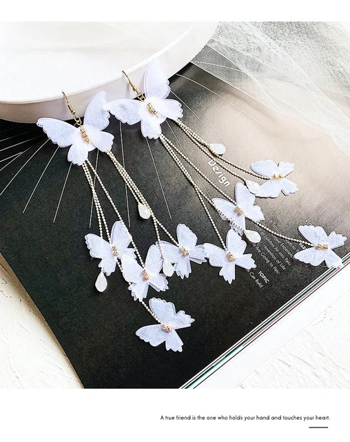 Bohemian Tassel Earrings with Long Butterfly Design