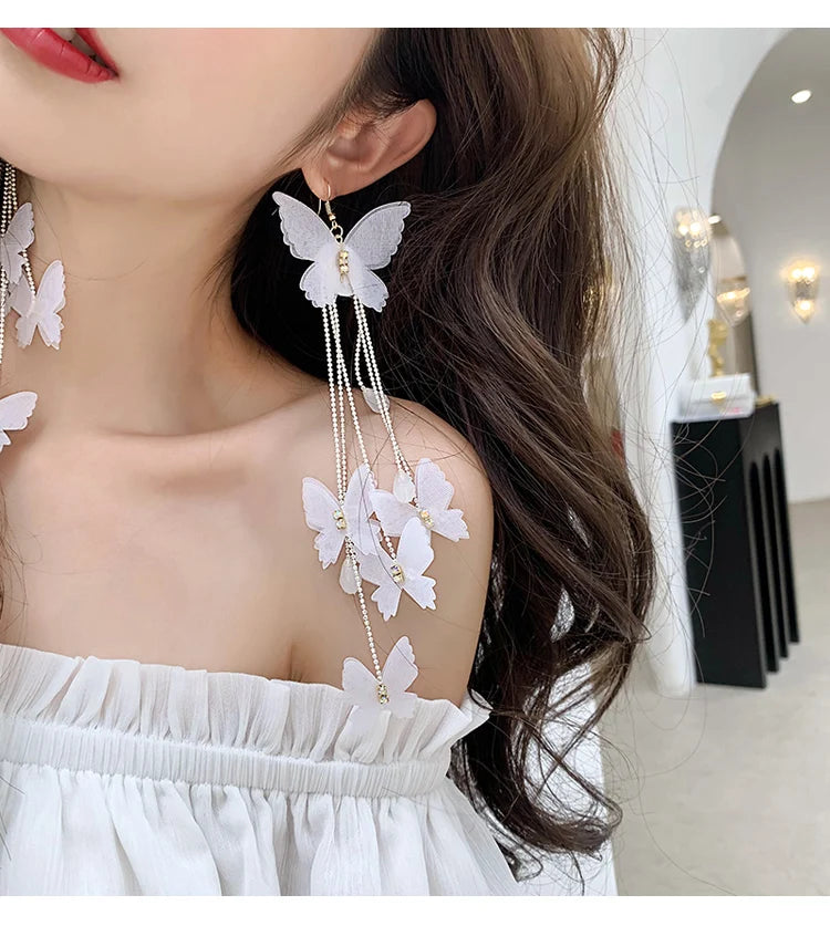 Bohemian Tassel Earrings with Long Butterfly Design