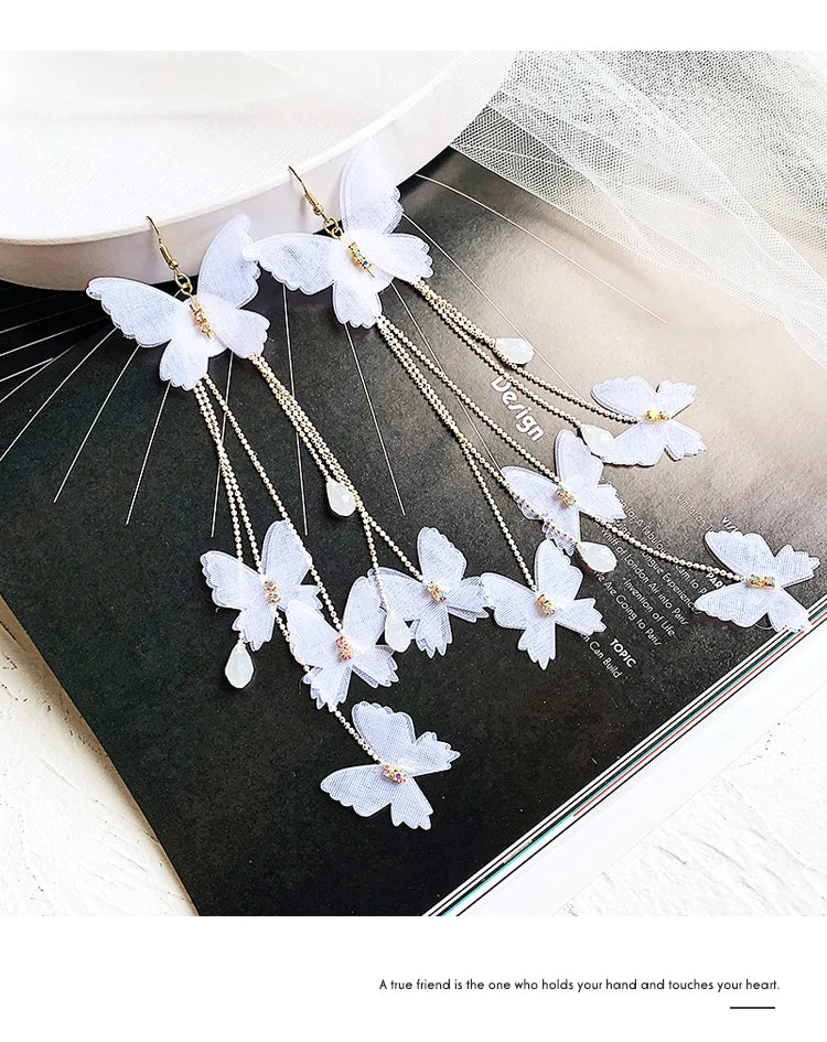 Bohemian Tassel Earrings with Long Butterfly Design