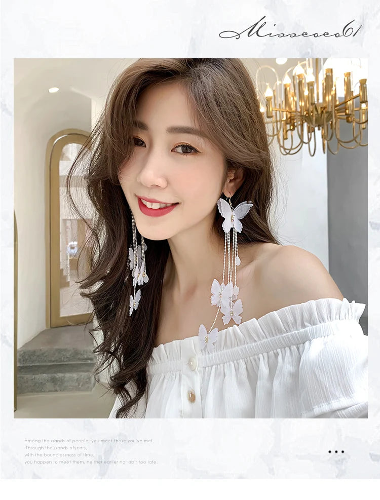 Bohemian Tassel Earrings with Long Butterfly Design