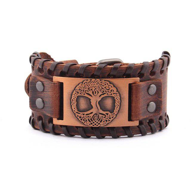 Baum des Lebens Lederwickelarmband