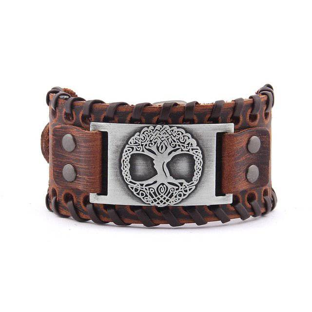 Baum des Lebens Lederwickelarmband