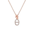 Geometrie CZ Hohl Oval Schwein Nase OT 925 Sterling Silber Halskette