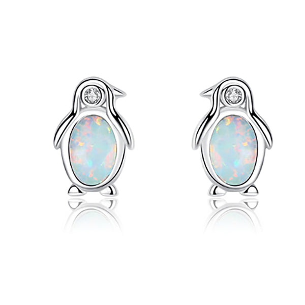 925 Sterling Silber Penguin Bolzenohrringe Mit Kristall Kubikzirkonia Frauens Schmuck