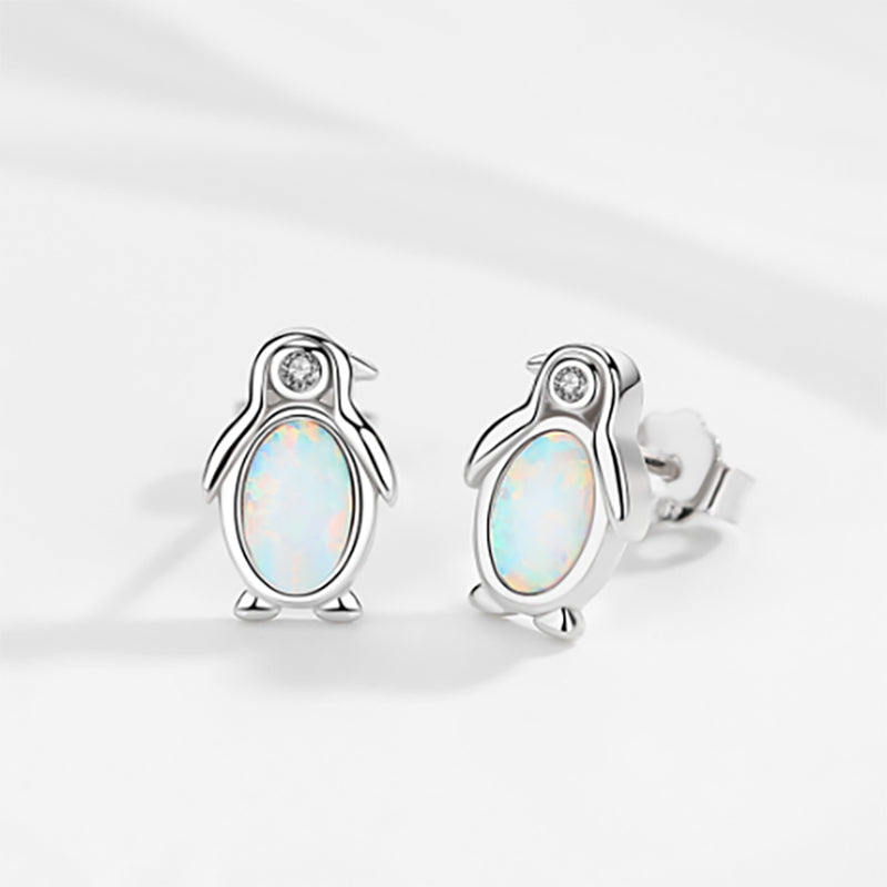 925 Sterling Silber Penguin Bolzenohrringe Mit Kristall Kubikzirkonia Frauens Schmuck