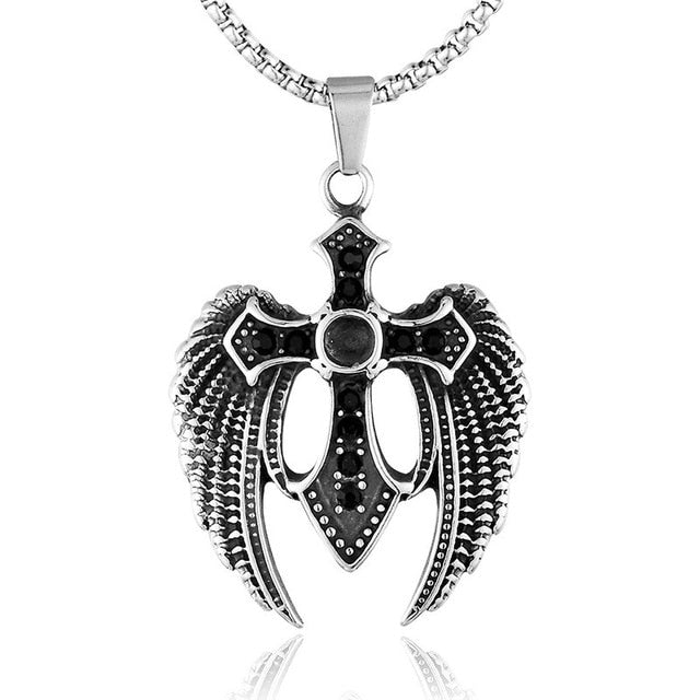 Religiöser Christliches Kreuz Mit Engel Wings Halskette Halskette