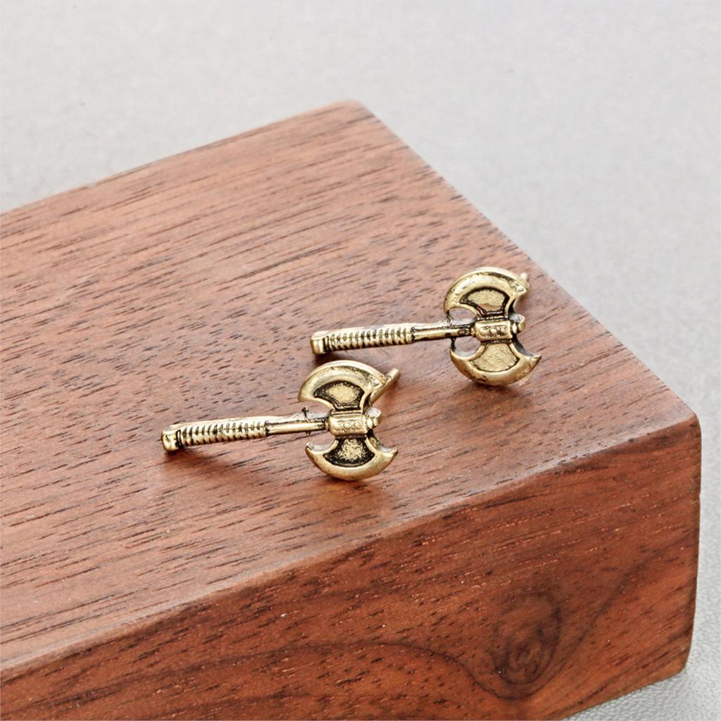 Nordic Gold Und Silber Viking Axt Bolzenohrringe