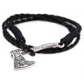 Handgeflochtenes Lederarmband Mit Axtcharme