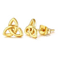 Frauen S Celtic Golden Edelstahl Dreifaltigkeitsstift Ohrringe