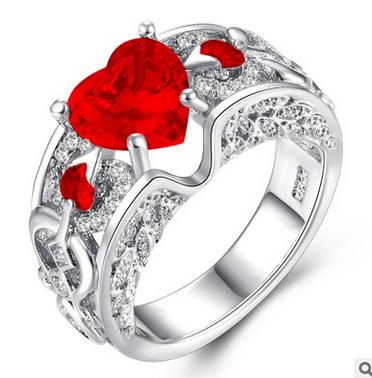 925 Sterling Silber Pink Heart Cubic Zirkonias Verlobungsring