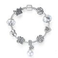 Silber Mit Baumelnem Perlenarmband Mit Herzklee Und Schmetterling