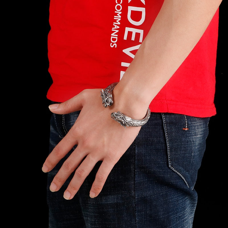 Edelstahl  Vintage Dragon'S Kopfarmband