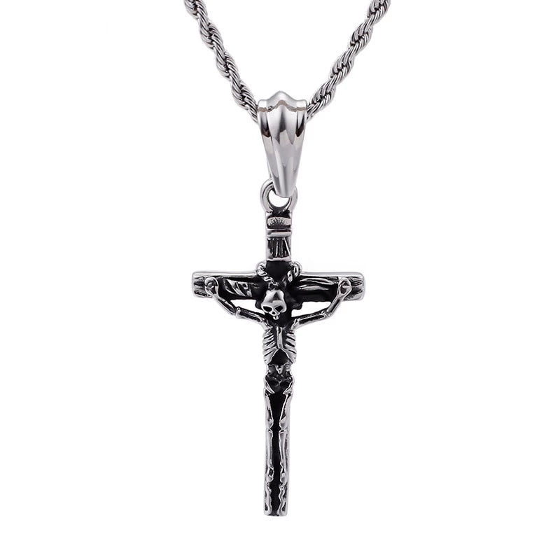 Edelstahl  Skelettkreuz  Anhängerkette