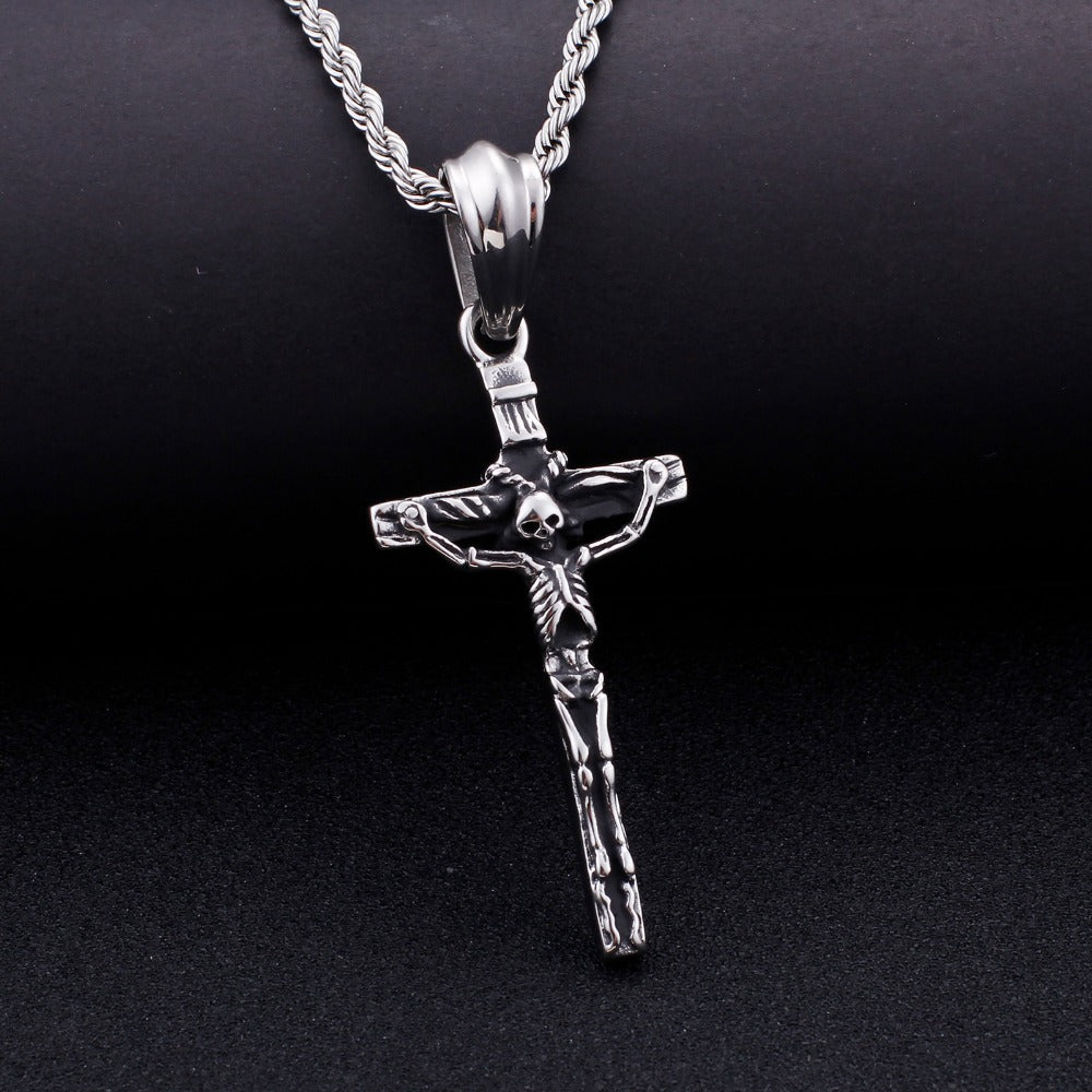 Edelstahl  Skelettkreuz  Anhängerkette