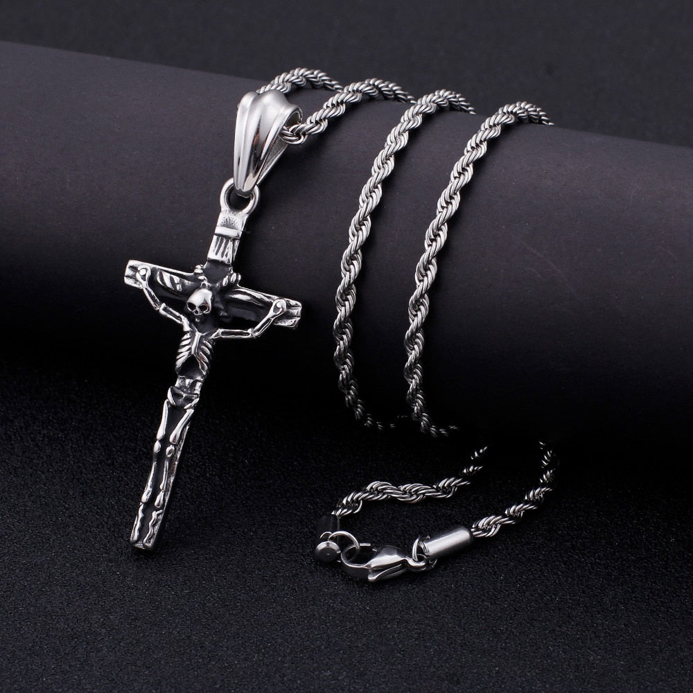 Edelstahl  Skelettkreuz  Anhängerkette