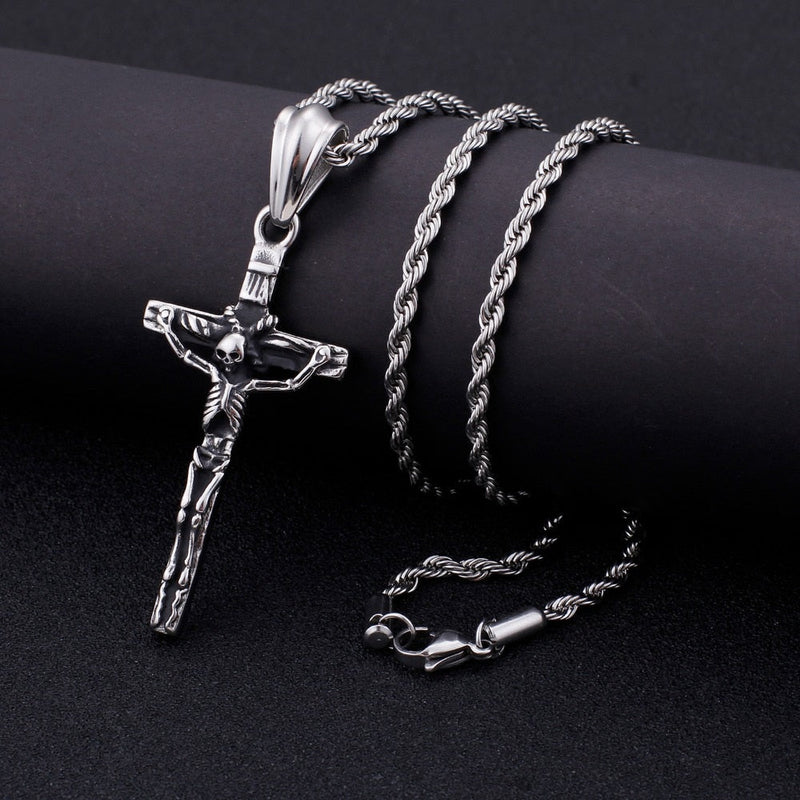 Edelstahl  Skelettkreuz  Anhängerkette