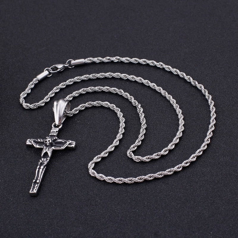 Edelstahl  Skelettkreuz  Anhängerkette