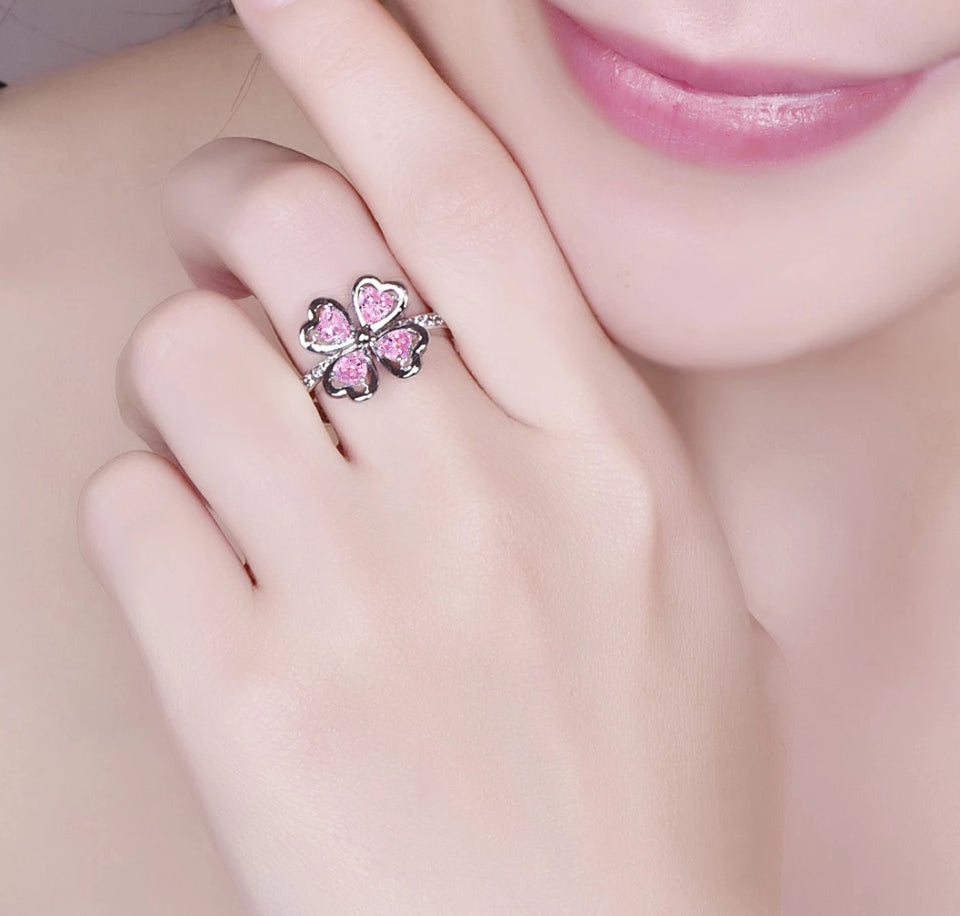 925 Sterling Silber Rosa Und Weißer Kubikzirkonia  Verlobungsring