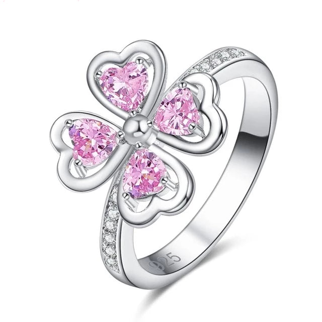 925 Sterling Silber Rosa Und Weißer Kubikzirkonia  Verlobungsring