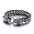 Stahl Mit Silber Gepackter Wölfe Männer Armband