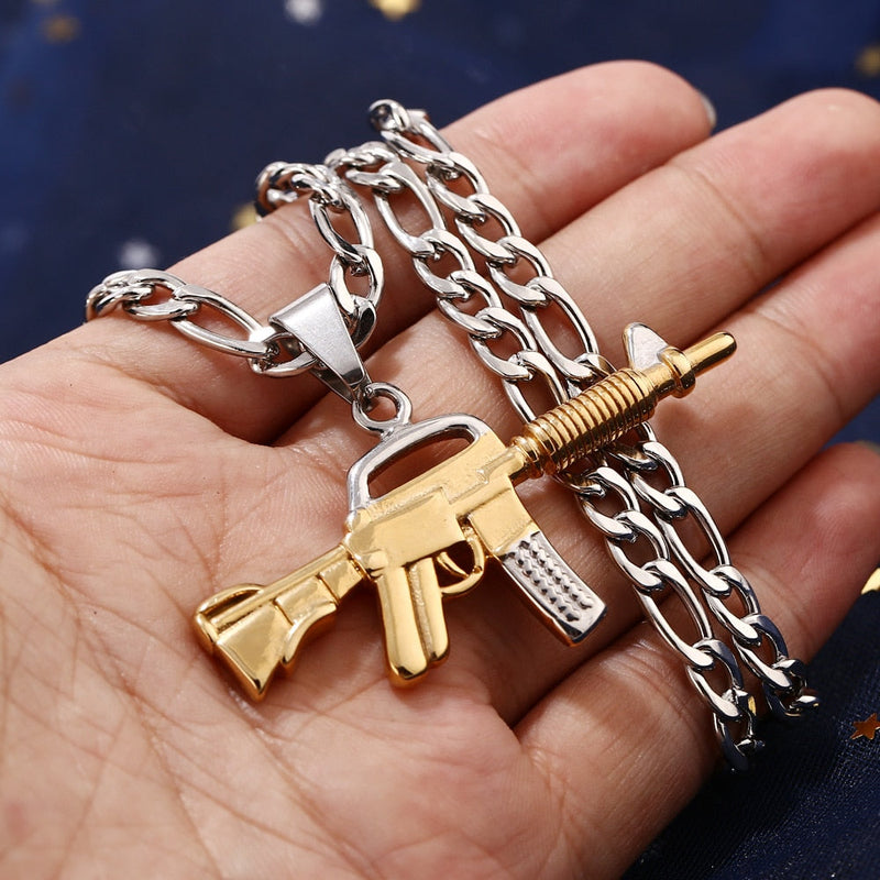 Männer S Edelstahl M416 Waffenform Anheitige Halskette