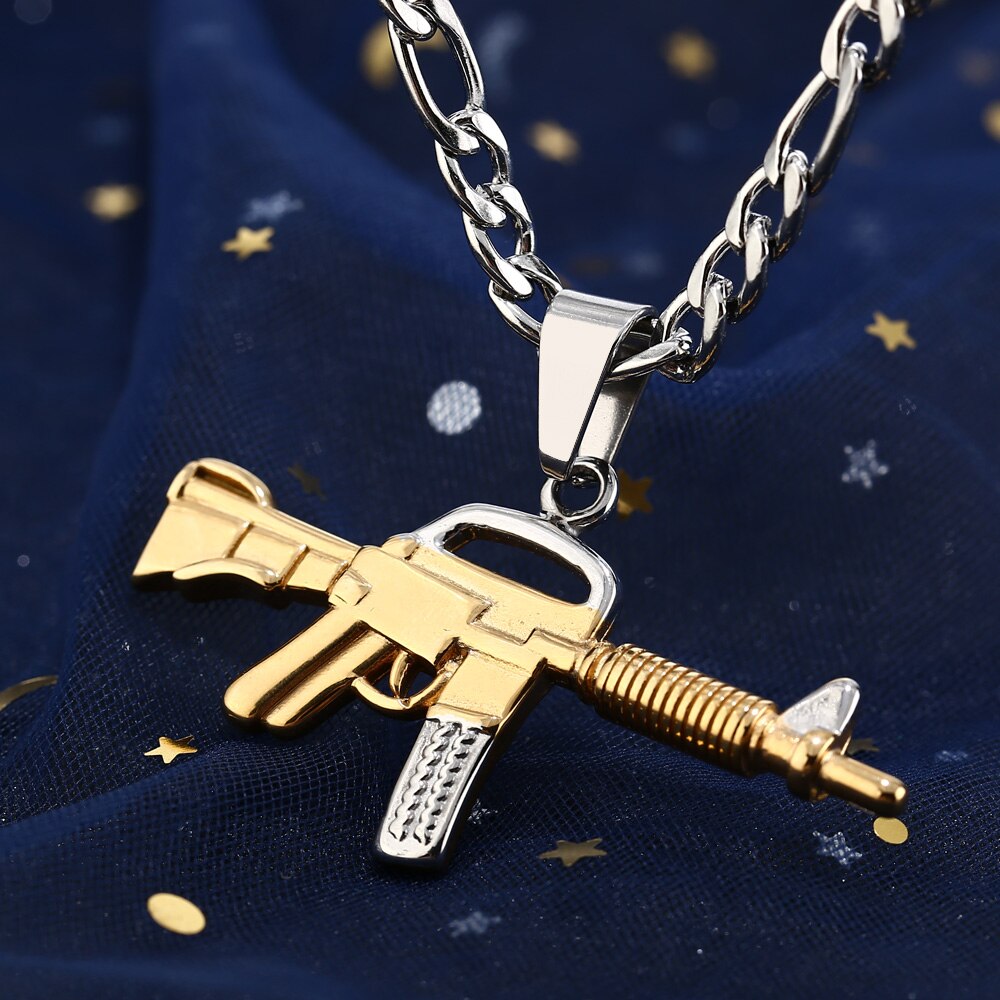 Männer S Edelstahl M416 Waffenform Anheitige Halskette