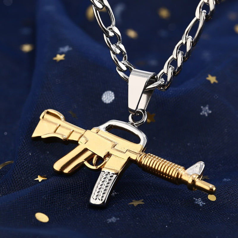 Männer S Edelstahl M416 Waffenform Anheitige Halskette