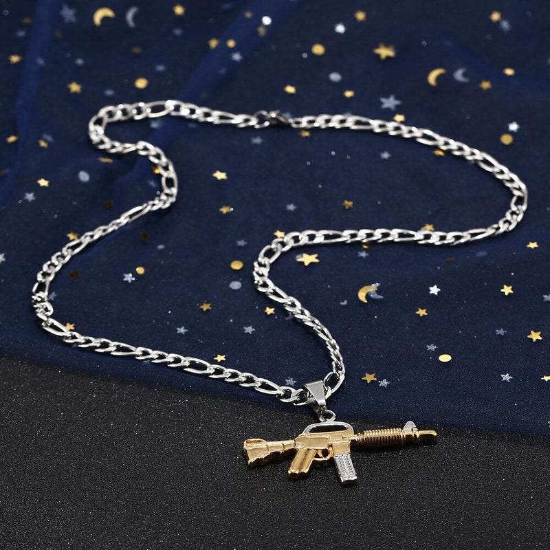 Männer S Edelstahl M416 Waffenform Anheitige Halskette