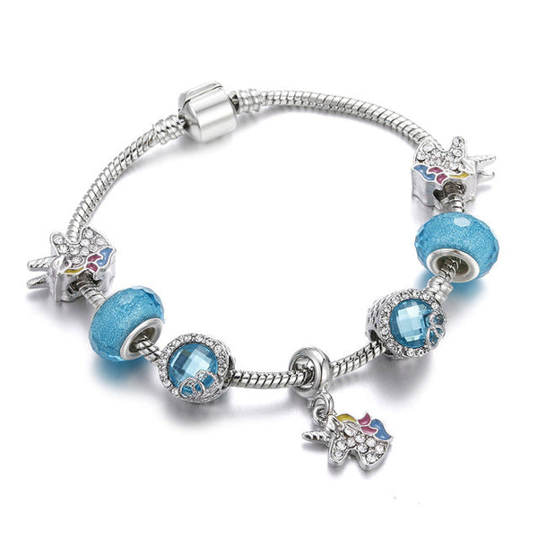 Silber Bohemian Perlen Charme Libelle Biene Elefantenarmband