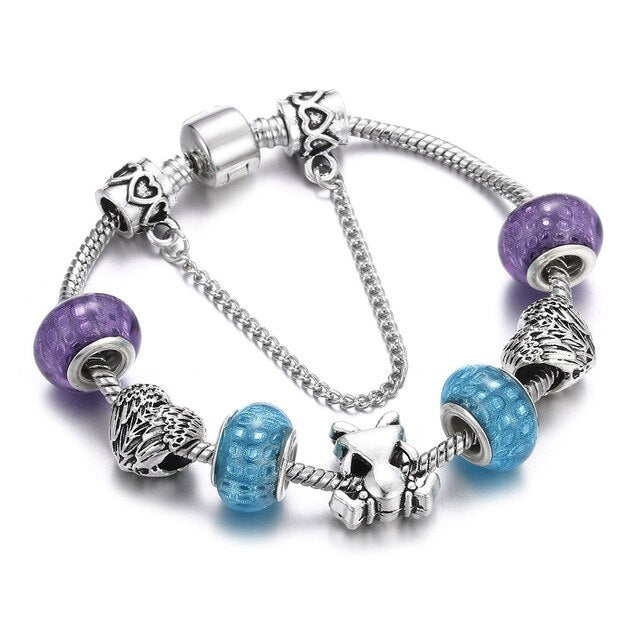 Silber Bohemian Perlen Charme Libelle Biene Elefantenarmband