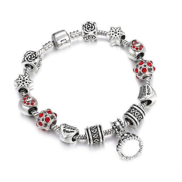 Silber Bohemian Perlen Charme Libelle Biene Elefantenarmband