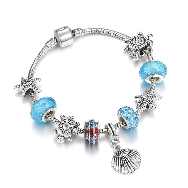 Silber Bohemian Perlen Charme Libelle Biene Elefantenarmband