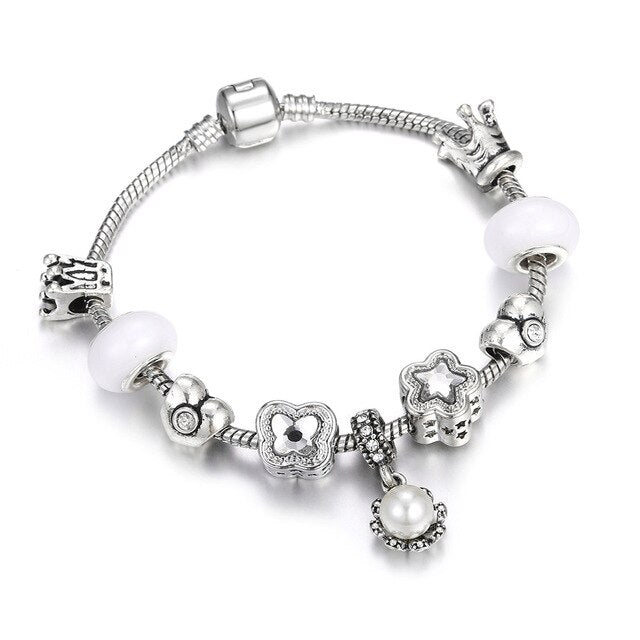 Silber Bohemian Perlen Charme Libelle Biene Elefantenarmband