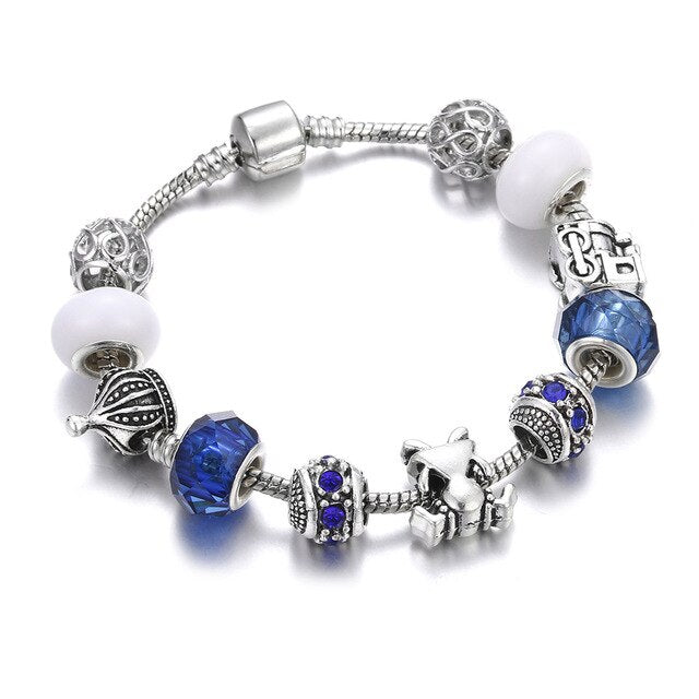 Silber Bohemian Perlen Charme Libelle Biene Elefantenarmband