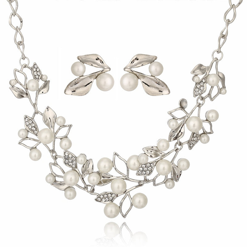 Perlenkette Mode Halskette Ohrringe Schmuckset