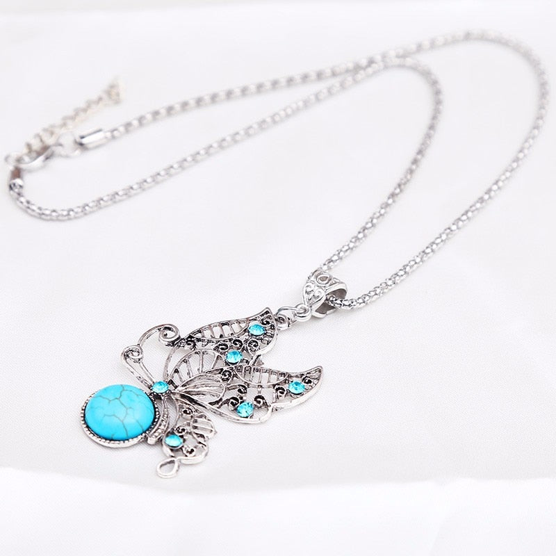 Vintage Butterfly Fashion Halskette Ohrring Schmuckset