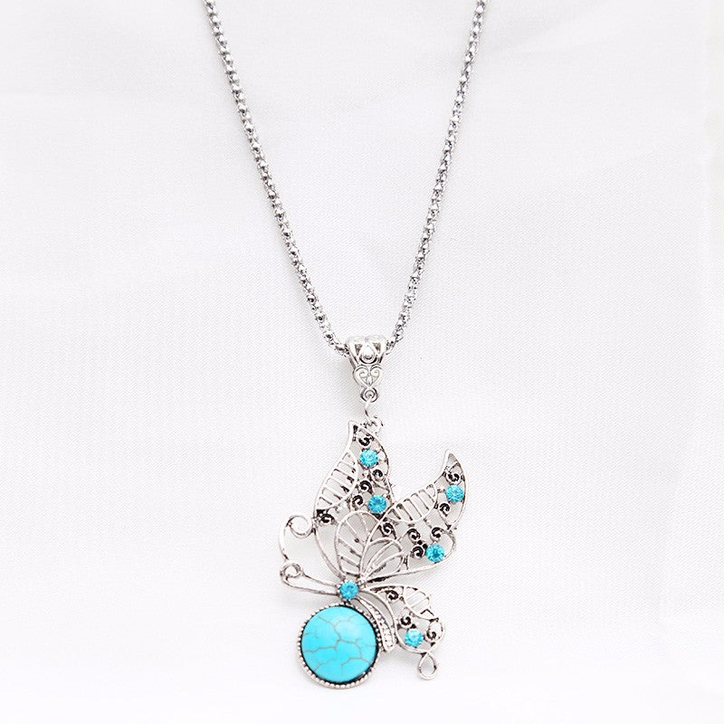 Vintage Butterfly Fashion Halskette Ohrring Schmuckset