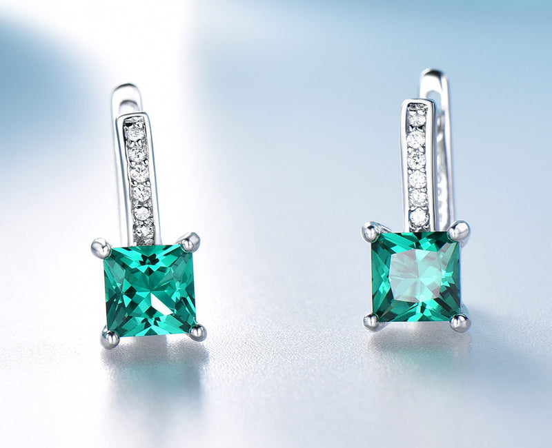 Grüne Emerald Blue Topaz 925 Sterling Silber Clip Ohrringe