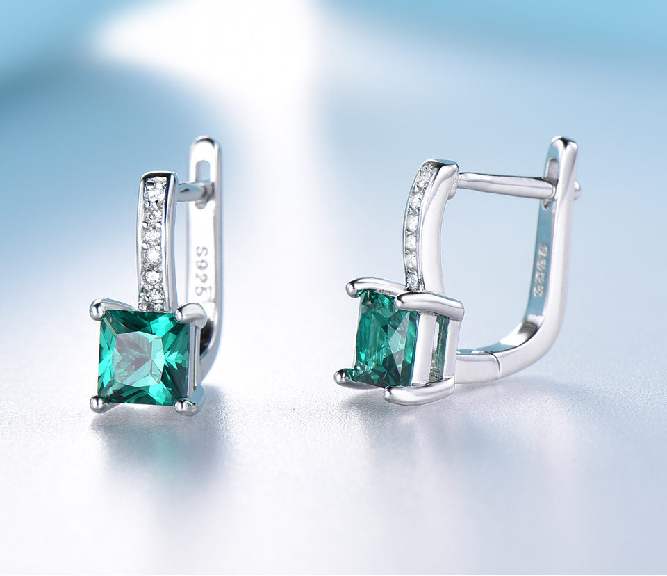 Grüne Emerald Blue Topaz 925 Sterling Silber Clip Ohrringe