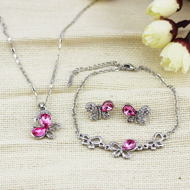 Österreichische Kristallschmetterling Halskette Armband Ohrringe Schmuckset Schmuckset