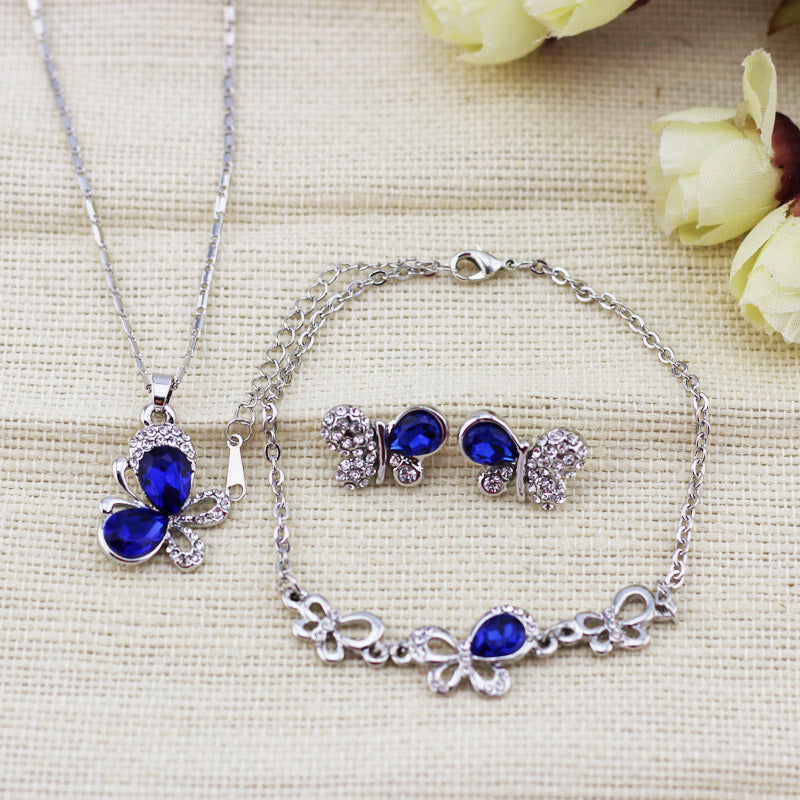 Österreichische Kristallschmetterling Halskette Armband Ohrringe Schmuckset Schmuckset