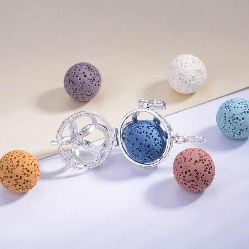 Blumenblüte Rosa Kubische Zirkonia Aromatherapie Anhänger Halskette