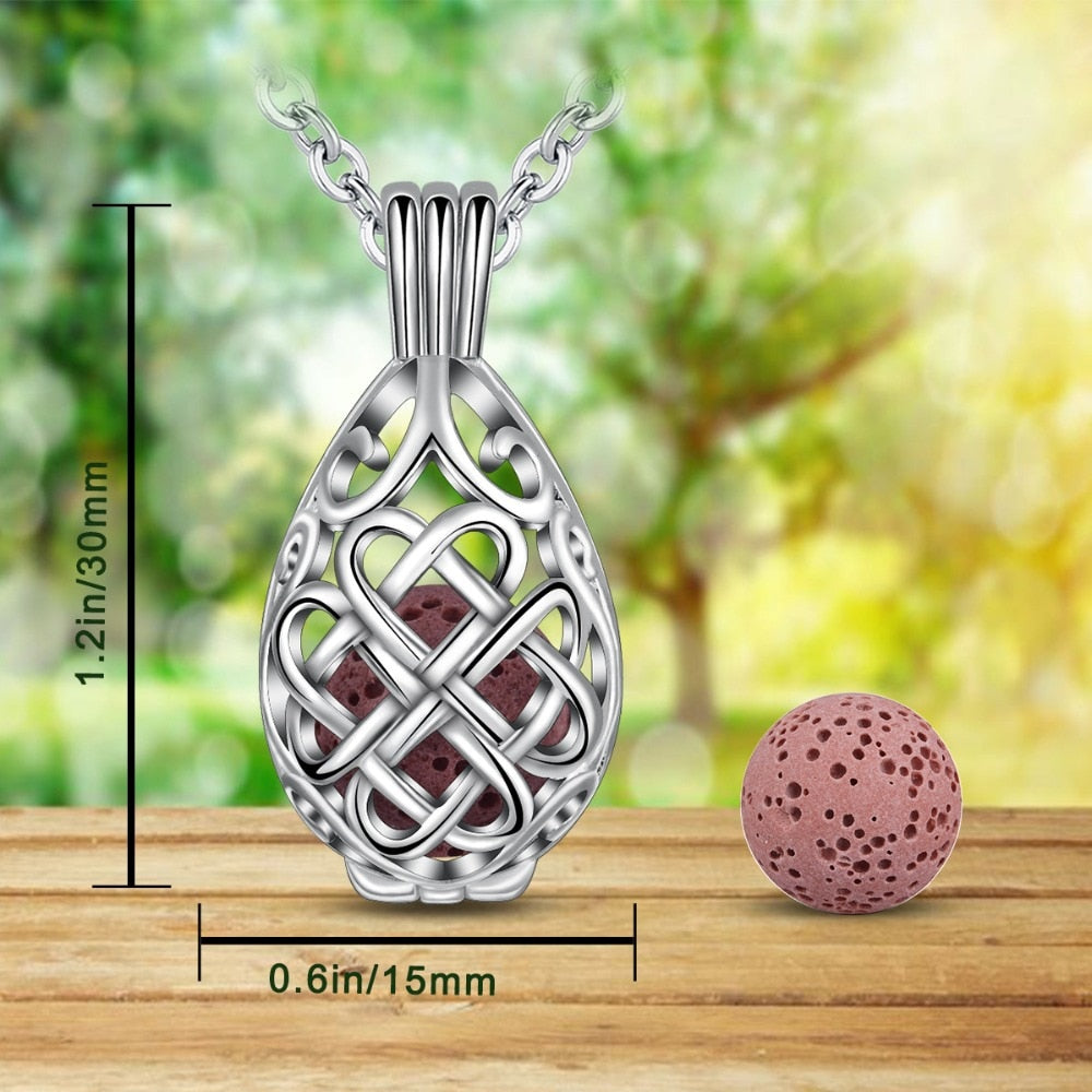Silber Keltische Knoten Wassertropfen Aromatherapie Anhänger Halskette