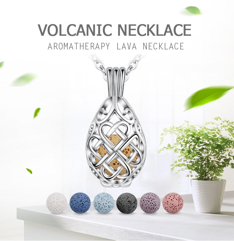 Silber Keltische Knoten Wassertropfen Aromatherapie Anhänger Halskette