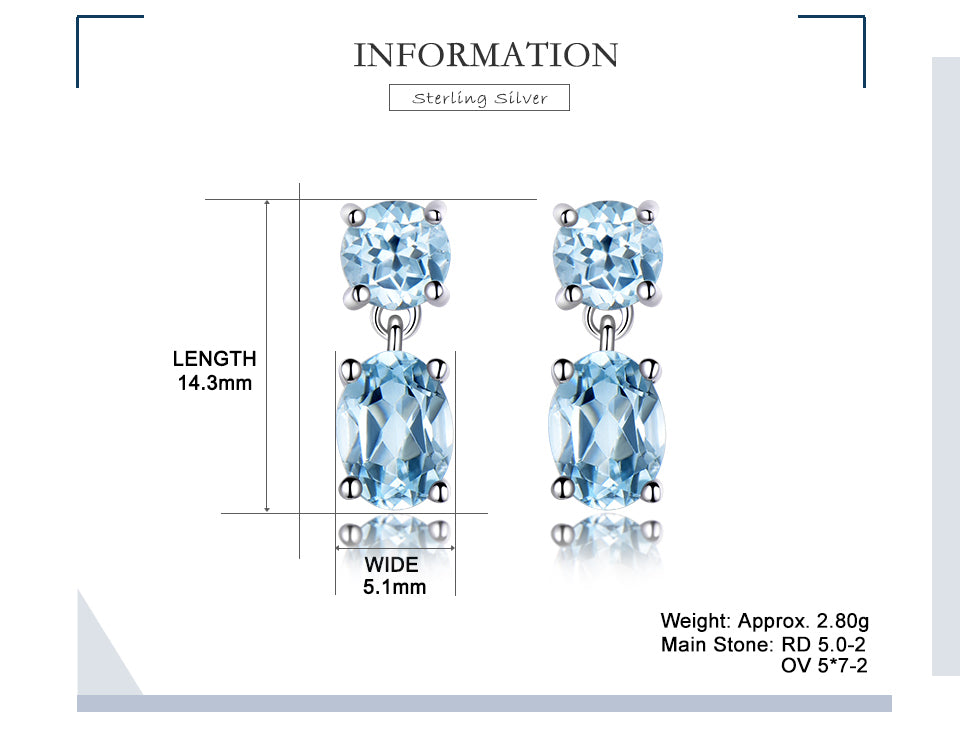 Sky Blue Topaz Oval Faceted 925 Sterling Silber Ohrringe