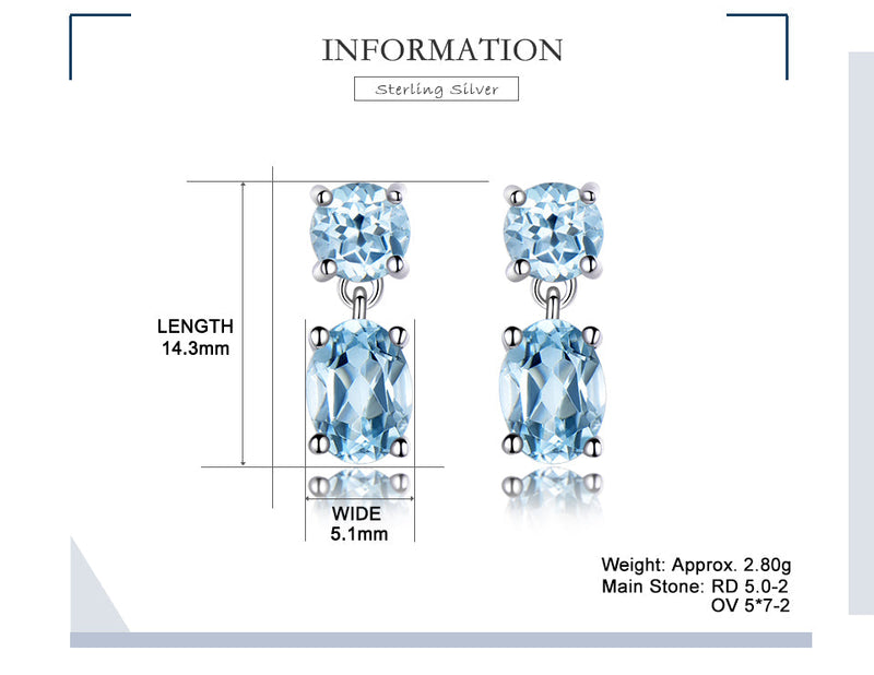 Sky Blue Topaz Oval Faceted 925 Sterling Silber Ohrringe