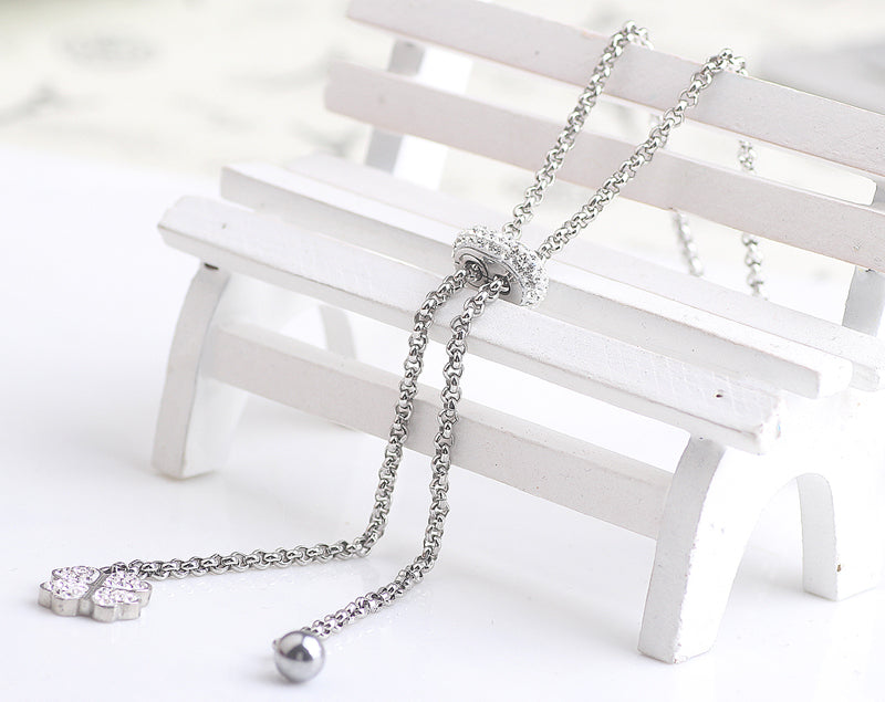 Kristallblumenanhänger Edelstahlkettenkette Halskette