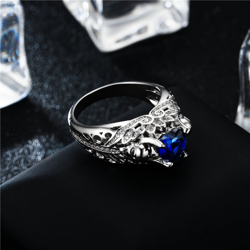 Schädel Und Kubikzirkonia  Herz  Vintage  Ring