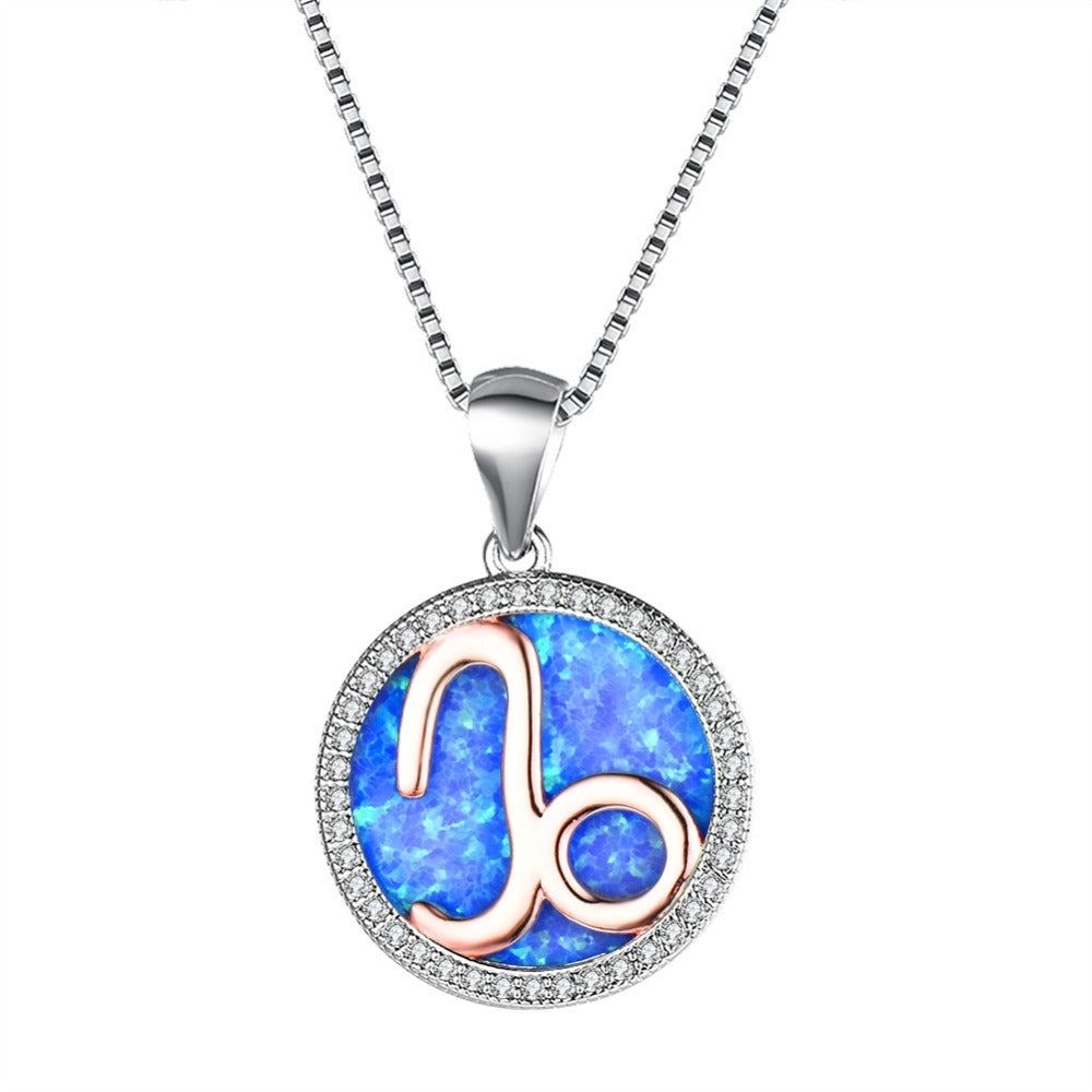 Kristallstein Sterling Silber Capricorn Anhängender Halskette Mit Weißem Blauem Oder Perliger Mitte